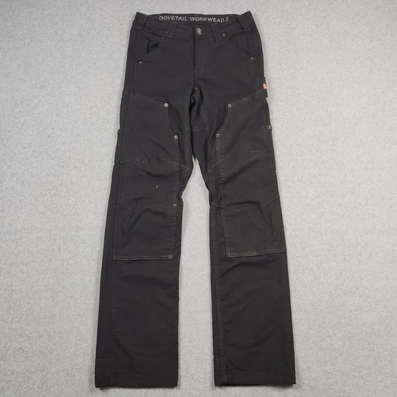 Dovetail Workwear Pants - Dovetail Pants Womens 0 (26x30) Black Britt Utility Double Knee Work Cordura